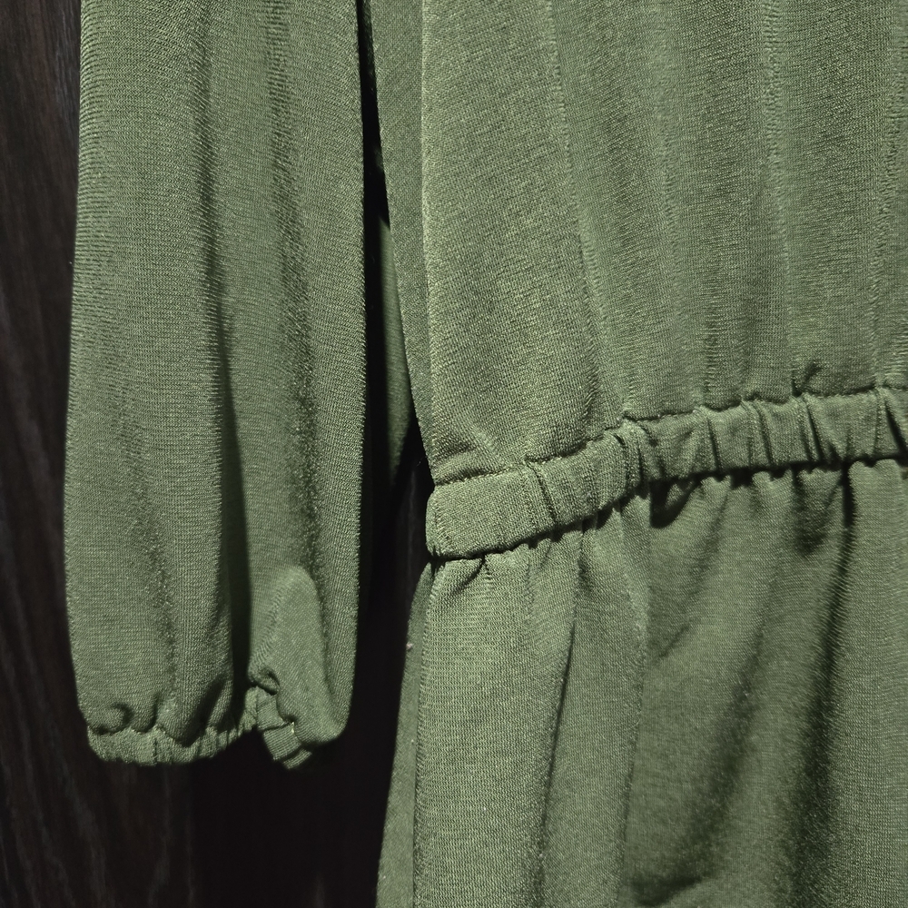 Cleo Forest Green Women's Blouse Button Detail Peplum Size Large Petite - Picture 4 of 8